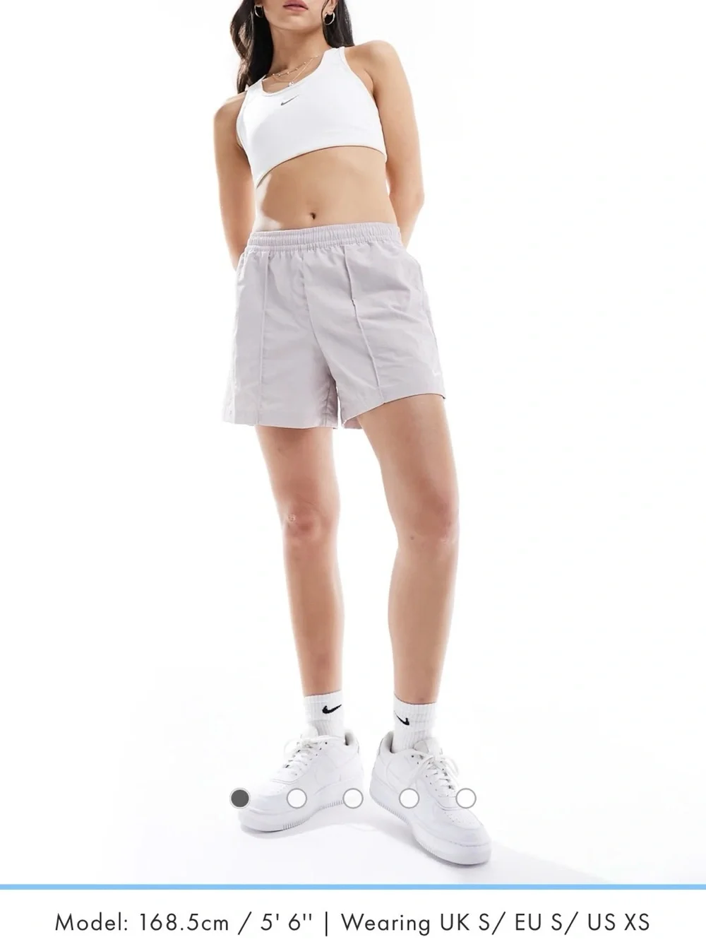 Nike Women's Light Violet Sail Lilac Gray Athletic Elastic-Waist Shorts